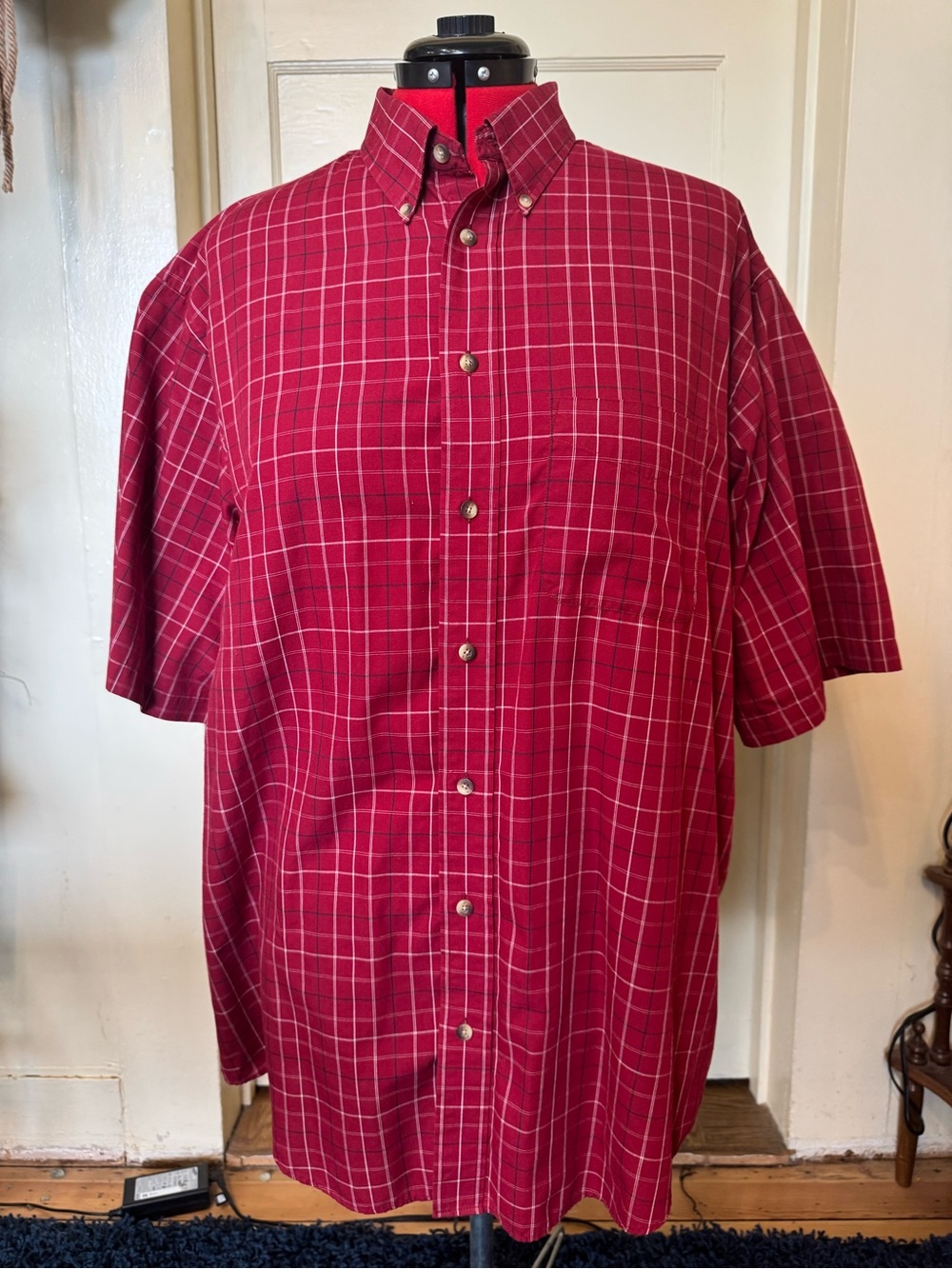 Arrow USA 1851 Men’s LT Large Tall Red Plaid Short Sleeve Button Down Shirt